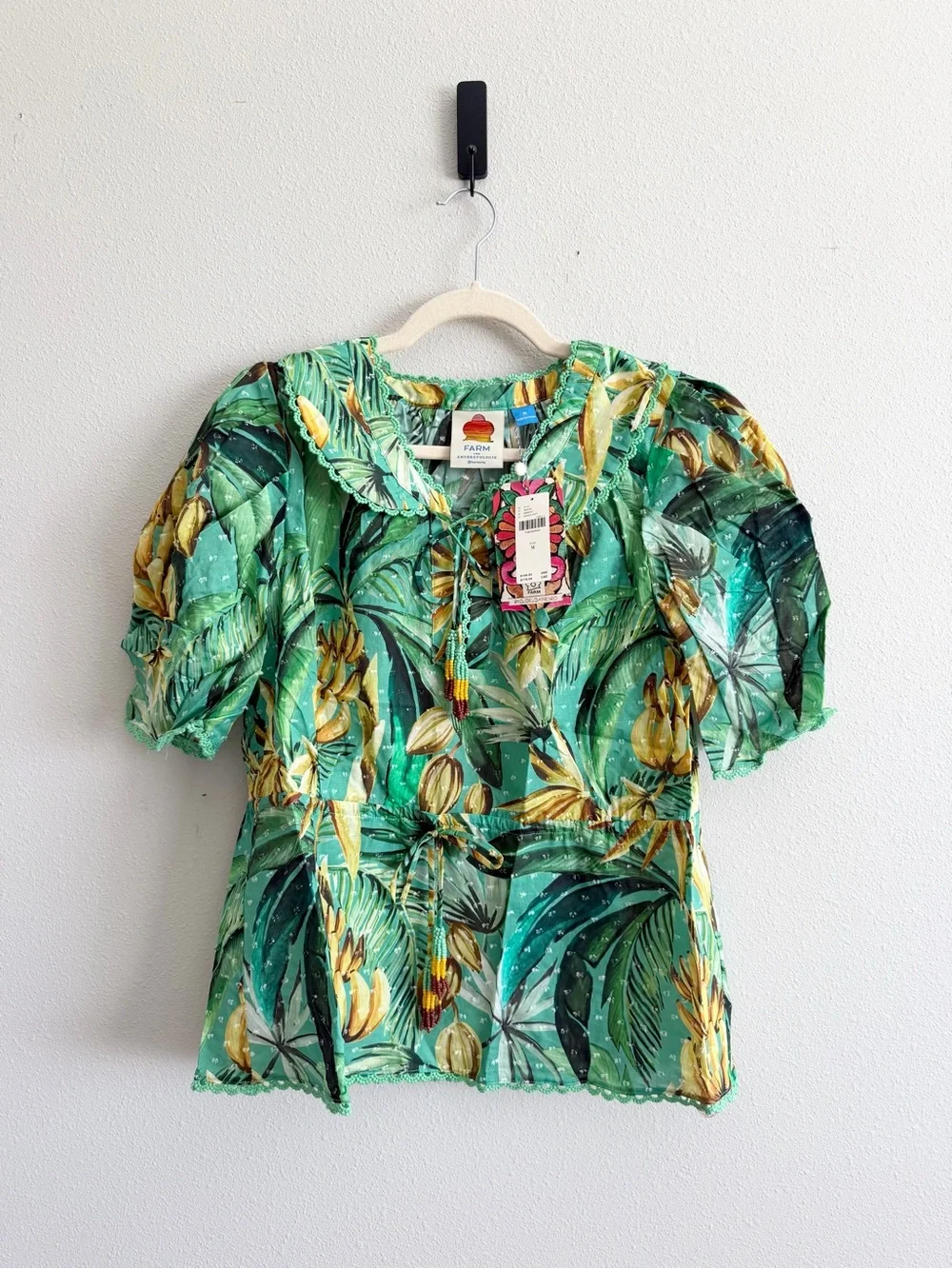 NWT Farm Rio Puff Sleeve Babydoll Blouse Medium
